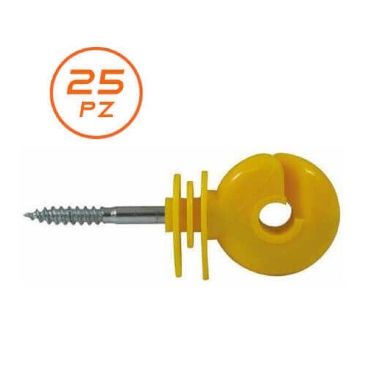Isolatore Giallo ad Anello con Vite per Legno &Oslash; 6mm 25 Pezzi