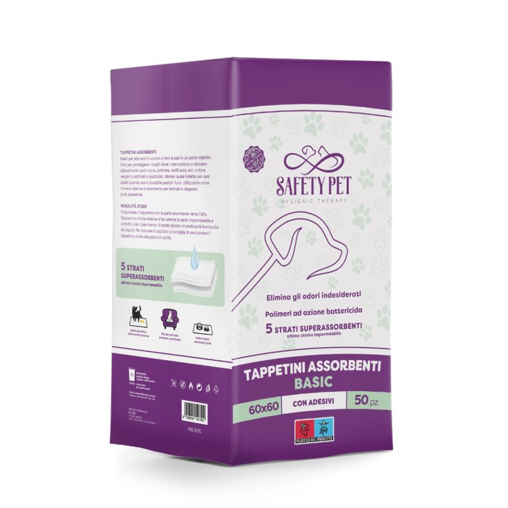 Tappetini Assorbenti Basic 60x60cm Safety Pet 50 Pezzi