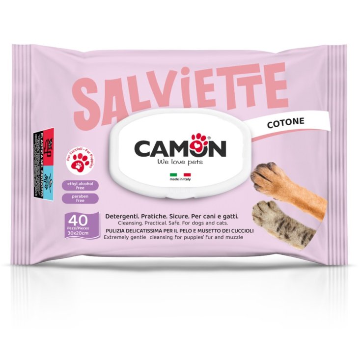 Salviette Cotton Cuccioli CAMON&reg; 40 Pezzi