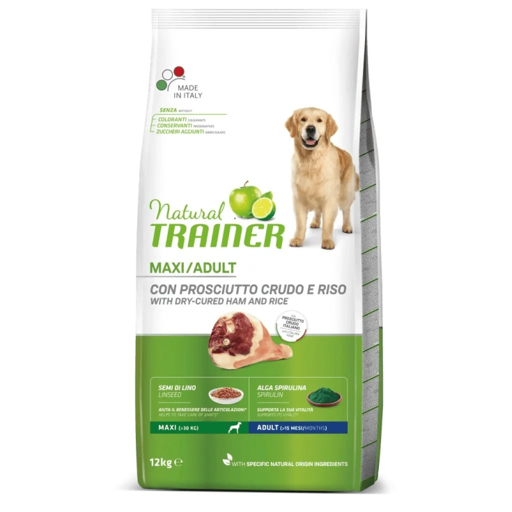Maxi Adult Prosciutto Crudo e Riso Natural Trainer 12Kg