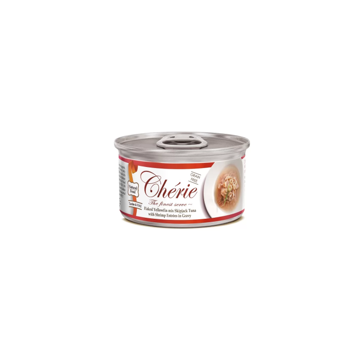 Mix di Tonno Albacora con Gamberetti in Salsa Ch&eacute;rie 80g