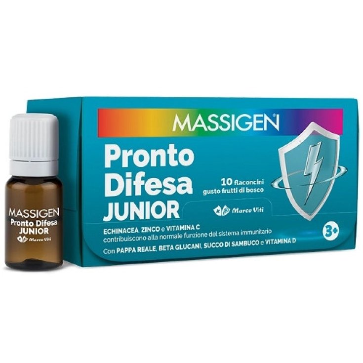 Massigen Pronto Difesa Junior, Integratore con Vitamine per Bambini, 10 Flaconcini
