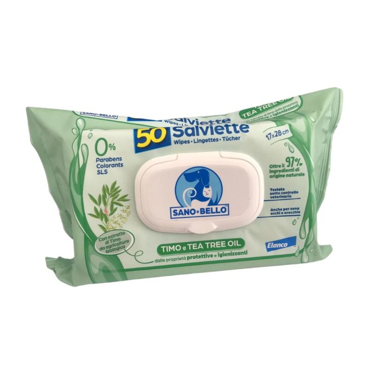Sano e Bello Salviette Detergenti Timo e Tea Tree Oil, 50 pz