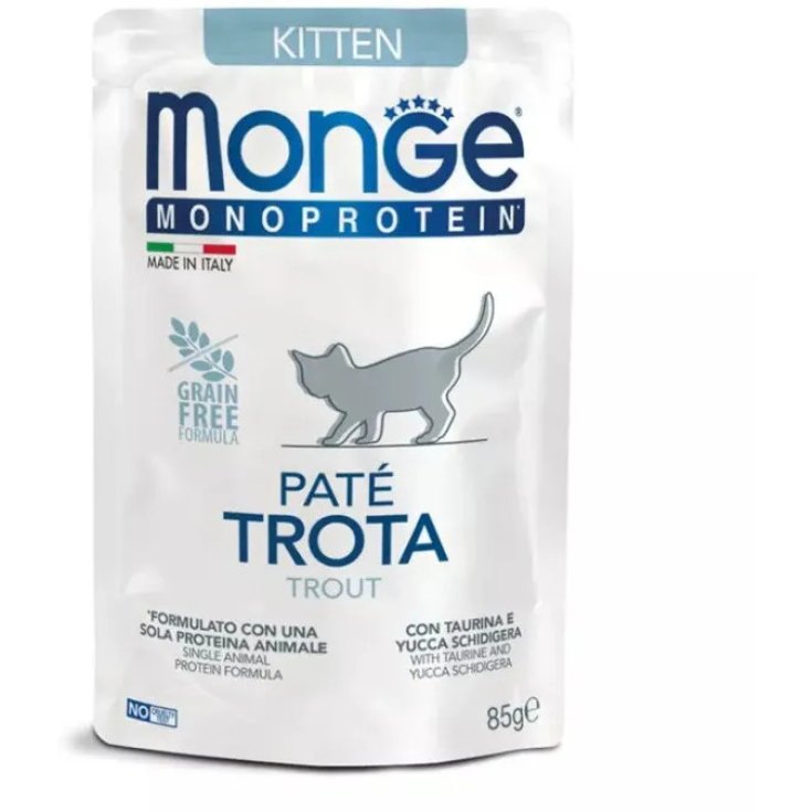 Monge Pat&eacute; Kitten Trota 85 g, Alimento Completo per Gattini