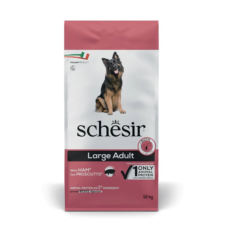 Schesir Large Adult Prosciutto, Crocchette per Cani Taglia Grande, 12 kg