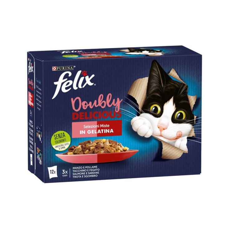 Felix Le Ghiottonerie Doubly Delicious Misto Adulti Manzo Tacchino Salmone Trota 12x85g