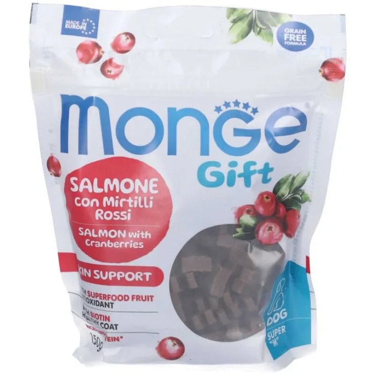 Monge Snack Super M Supporto Pelle Salmone e Mirtilli Rossi