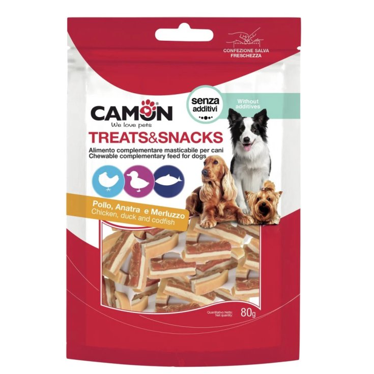 Camon Snack Bocconcini Pollo Anatra Merluzzo per Cani 80 g