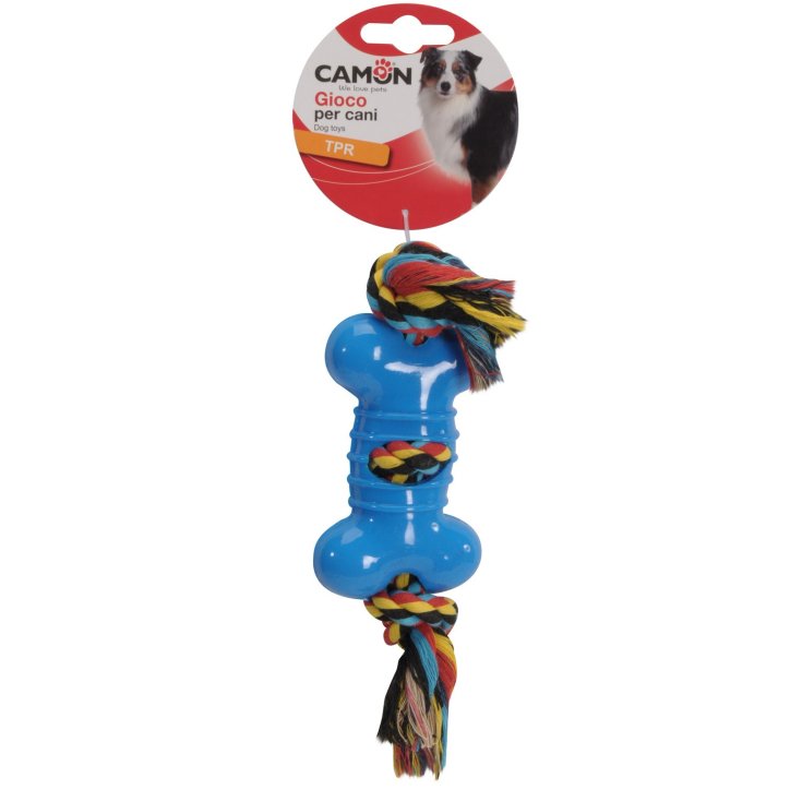 Camon Osso per Cani in TPR con Corda, 20 cm