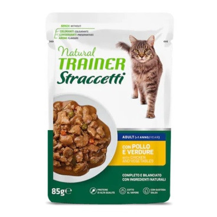 Natural Trainer Straccetti Gatto Adulto Pollo e Verdure 85 g