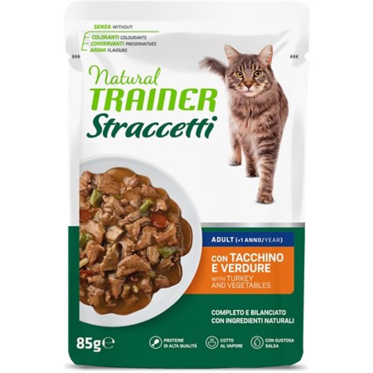 Natural Trainer Straccetti Gatto Adulto Tacchino e Verdure 85G