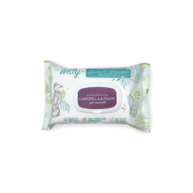 Salviette Detergenti Camomilla e Malva Per Cani e Gatti Adulti e Cuccioli - 40 Salviette
