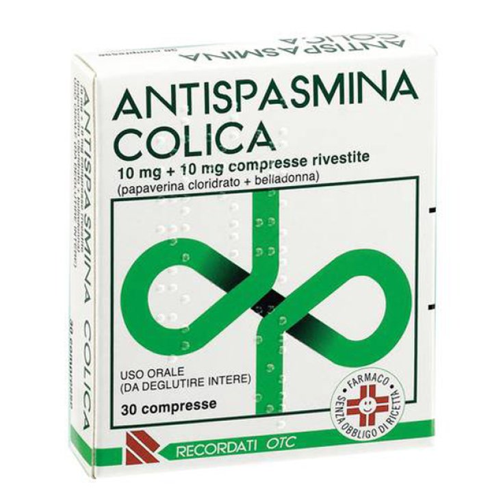 Recordati Antispasmina Colica 10mg + 10mg Trattamento Sintomatico Nelle Manifestazioni Dolorose Apparato Gastro-Enterico 30 Compresse