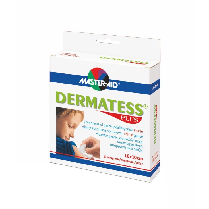 Master-Aid&reg; Dermatess&reg; Plus Compressa Di Garza Ipoallergenica Sterile 10x10 cm 12 Pezzi
