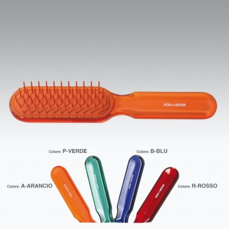 Kooh-I-Noor Spazzola Testa Rettangolare Grande Con Riccio Stampato E Resistente Al Phon Colore Blu 7115B