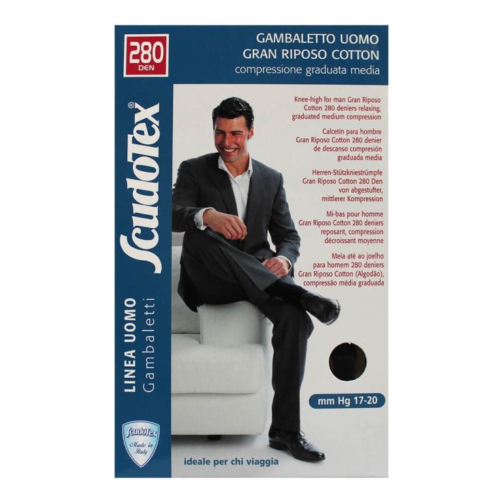 Scudotex Gran Riposo Cotton Gambaletto Uomo mmHg 17-20 Cotone Colore Nero Taglia 2