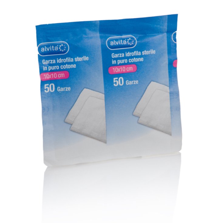 Alvita Garza Idrofila Sterile Dimensioni 10cmx10cm 50 Pezzi