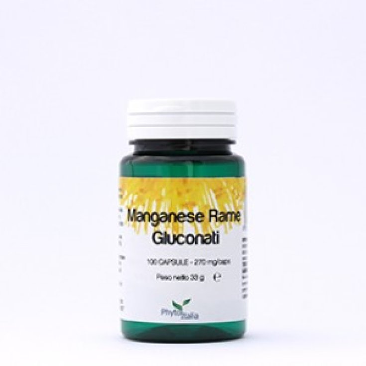 PhytoItalia Manganese Rame Gluconati Integratore Alimentare 100 Capsule