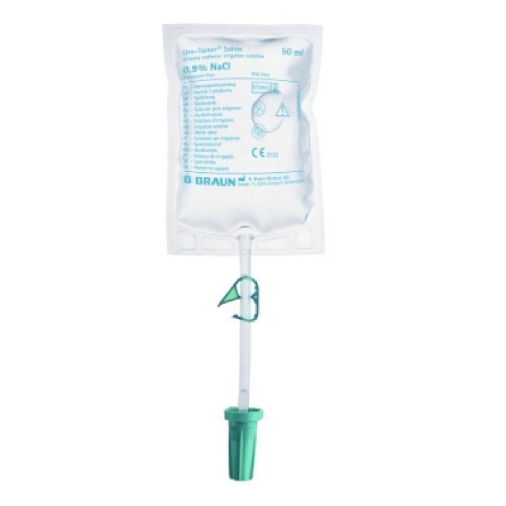 B Braun Uro-Tainer&reg; NaCl 0,9% CE Soluzione Irrigazione Catetere 100ml 10 Soluzioni
