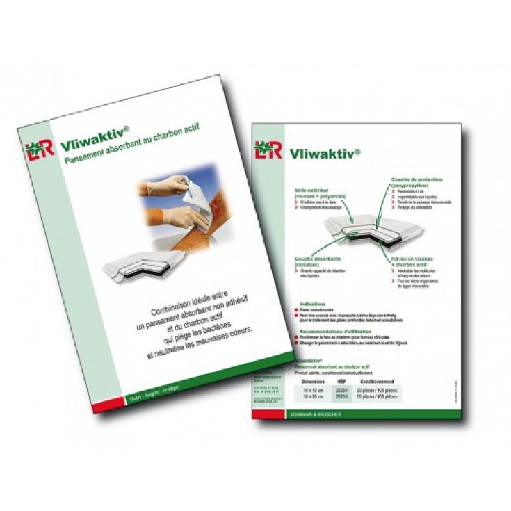 Vliwaktiv Compressa Assorbente al Carbone Attivo e Tampone con Argento 10x10cm 20 Medicazioni