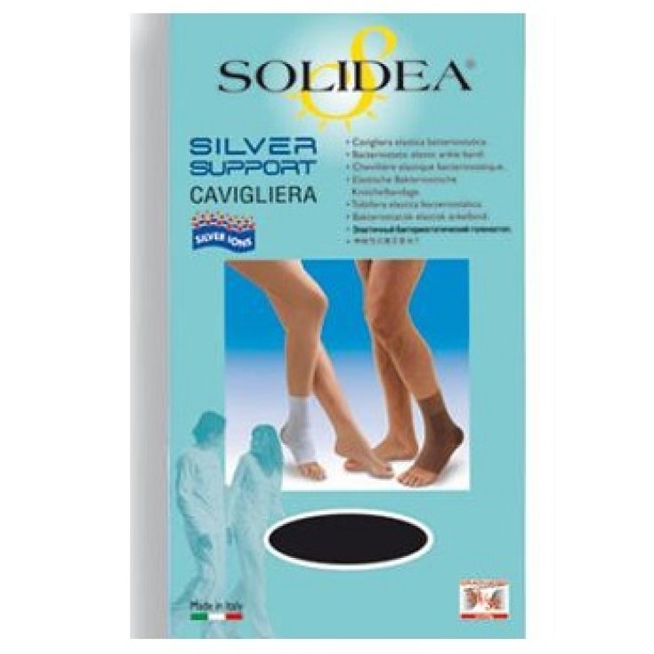 Solidea&reg; Silver Support Cavigliera Elastica Colore Nero Taglia L