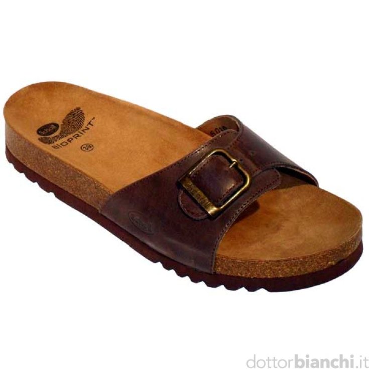 Scholl&reg; Akumal Ciabatta In Pelle Plantare Bioprint&reg; Colore Testa Di Moro Misura 42