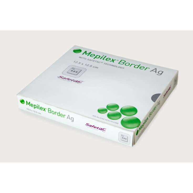 M&ouml;lnlycke&reg; Mepilex&reg; Border Ag Medicazione Antimicrobica All-In-One In Schiuma Con Safetac&reg; Misura 7,5x7,5cm 5 Pezzi