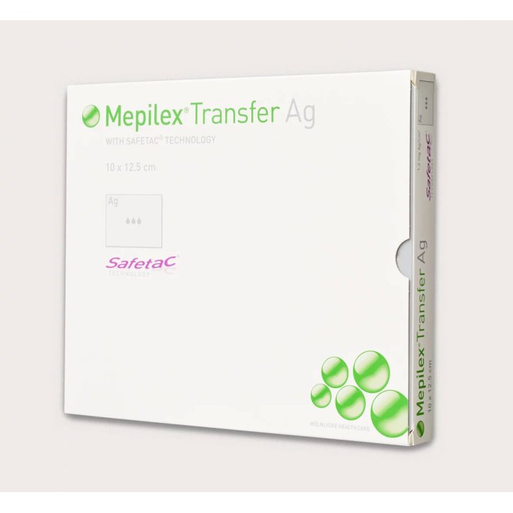 M&ouml;lnlycke&reg; Mepilex&reg; Transfer Ag Medicazione Antimicrobica In Schiuma Misura 12,5x12,5cm 5 Pezzi