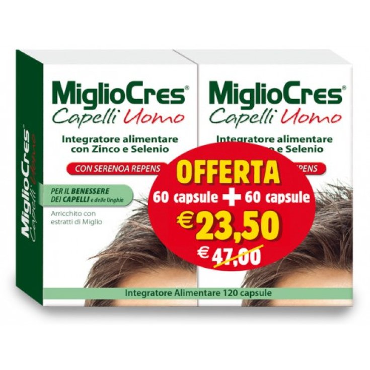 F&F MiglioCres Linea Capelli Uomo Integratore Alimentare 60 + 60 Capsule Promo