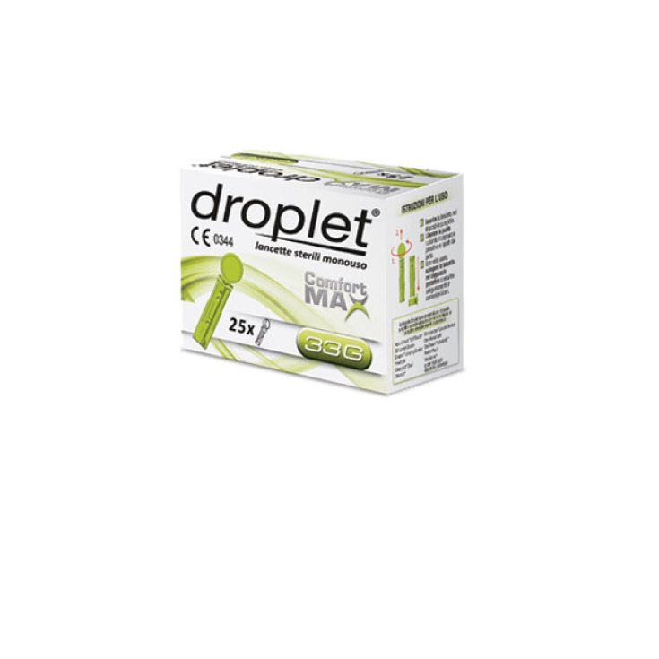 Droplet&reg; Comfort Max Lancette Pungidito Sterili Monouso G33 25 Pezzi