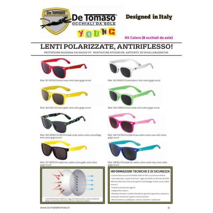 De Tomaso Young Occhiali per Bambini Fantasie Assortite Kit Colors