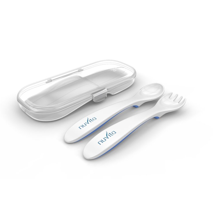 Nuvita Set Cucchiaio + Forchetta in Astuccio Blu
