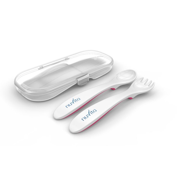 Nuvita Set Cucchiaio + Forchetta Astuccio Rosa