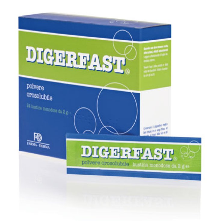 Farma-Derma Digerfast&reg; Polvere Orosolubile Integratore Alimentare 24 Bustine Da 2g
