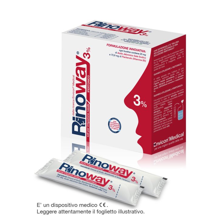 Envicon Medical Rinoway&reg; 3% Sali Per Irrigazione Nasale Ipertonici Bustine
