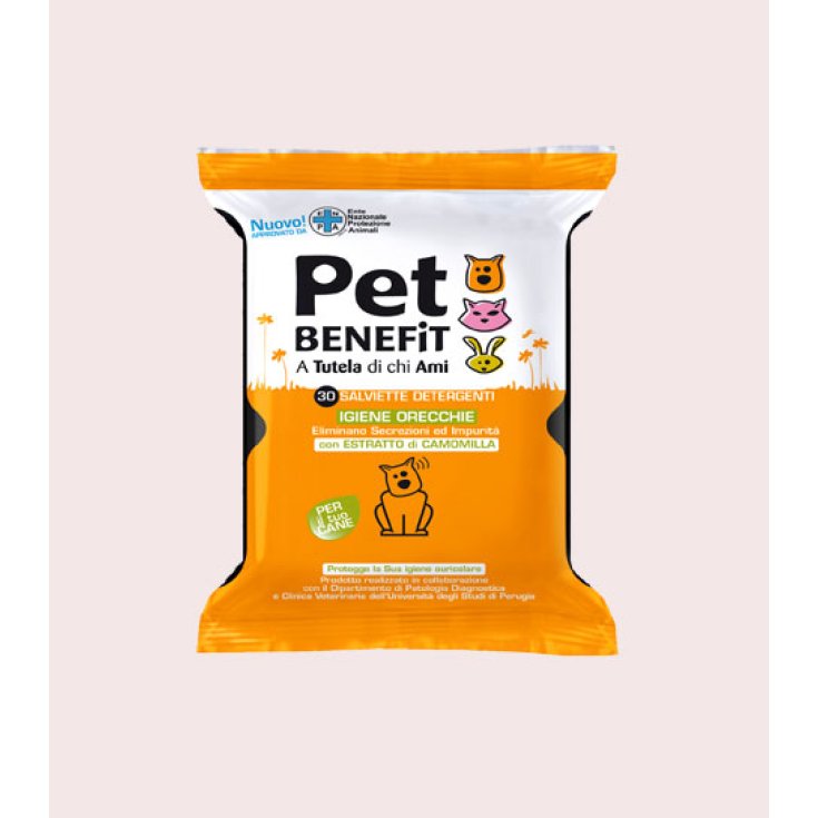 Pet Benefit Salviette Detergenti Igiene Orecchie Cani 30 Pezzi