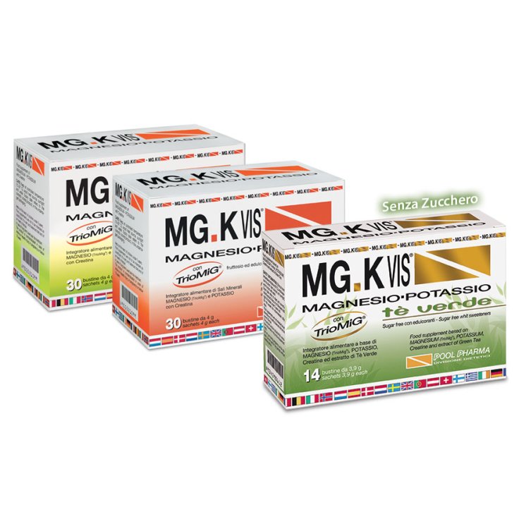 Pool Pharma Mgk Vis Magnesio E Potassio Integratore Alimentare Gusto T&egrave; Verde 14 Bustine