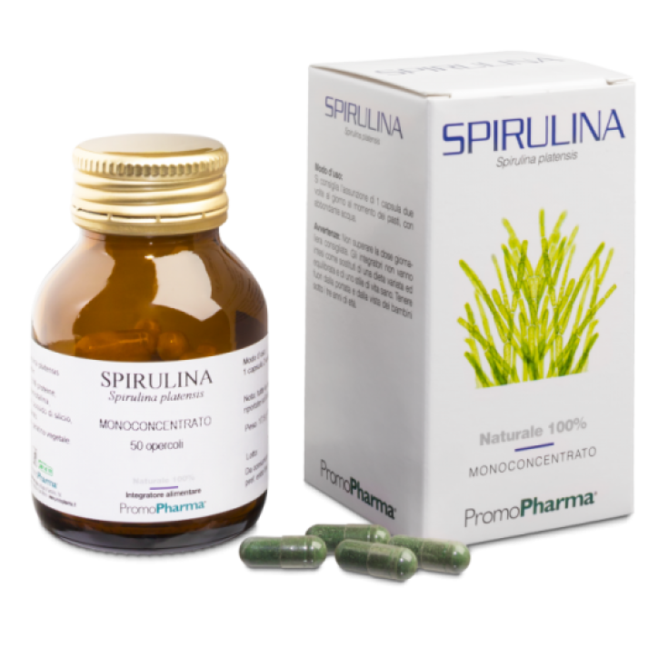 PromoPharma Spirulina Monoconcentrato Integratore Alimentare Senza Glutine 50 Capsule