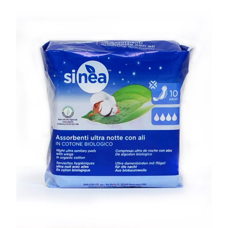 Sinea Assorb Ultra Notte Con Ali In Cotone Biologico 10 Pezzi