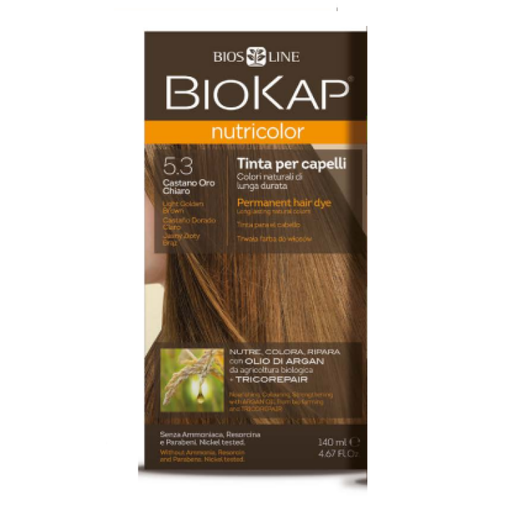 BiosLine Biokap Nutricolor Delicato Tintura Per Capelli Colore 5,3 New Castano Oro Chiaro