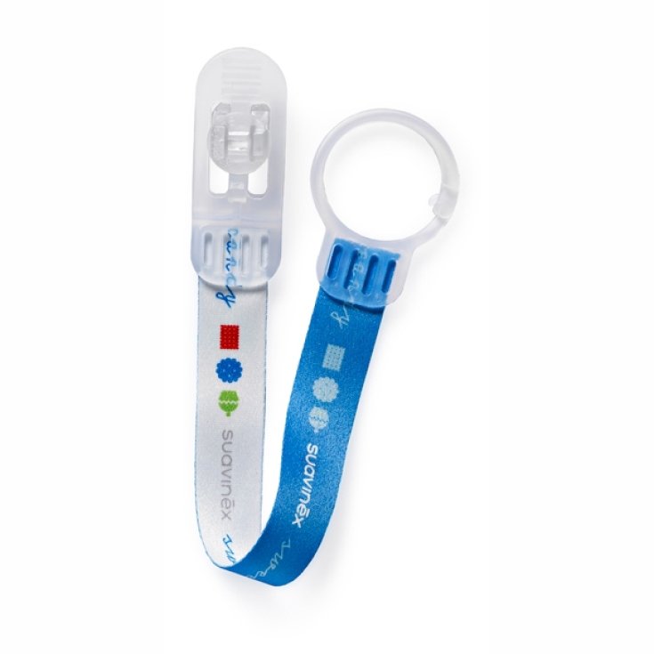 Suavinex Clip Con Nastrino In Tessuto Reversibile Clouds Boy