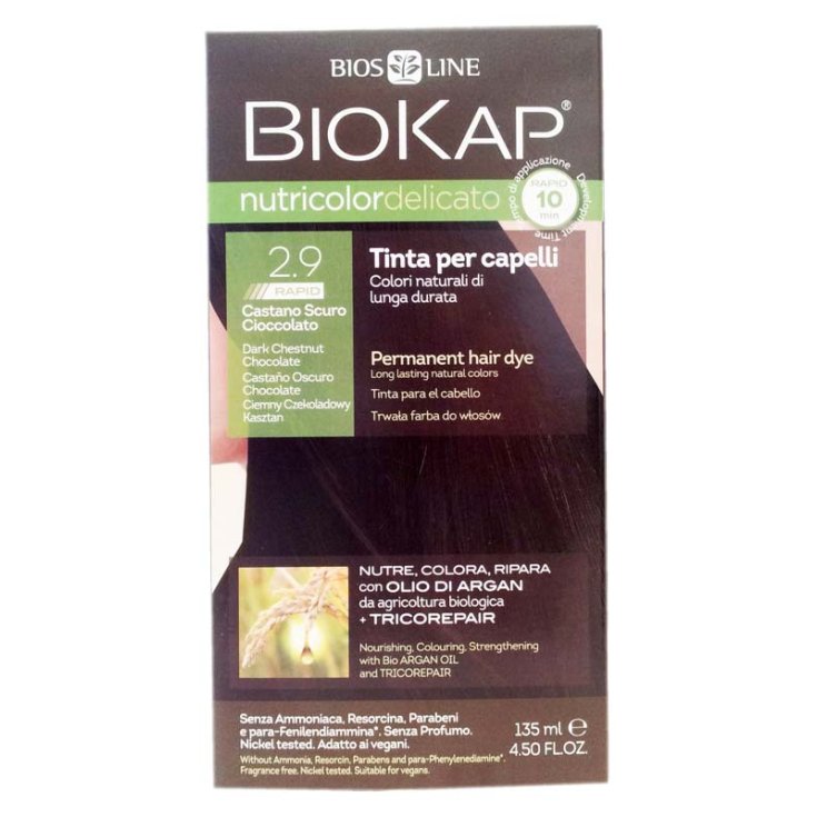 Bios Line Biokap Nutricolor Tinta Per Capelli Delicata Colore 2,9 Castano Scuro Cioccolato