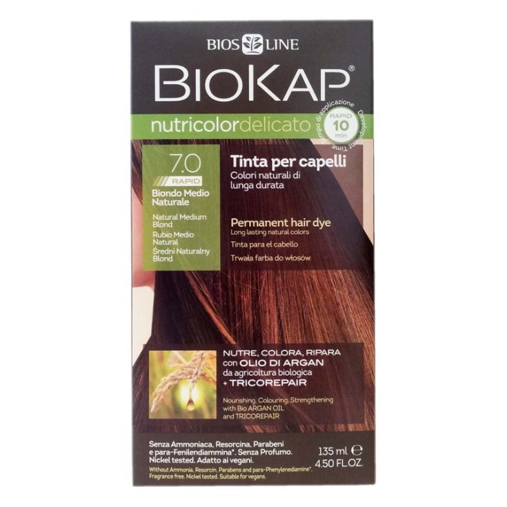 Bios Line Biokap Nutricolor Tinta Per Capelli Delicata Colore 7,0 Biondo Medio Naturale