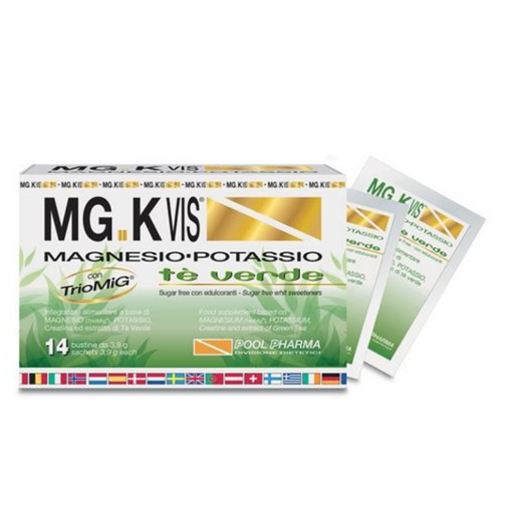 Pool Pharma Mg.K Vis&reg; Magnesio Potassio T&eacute; Verde Integratore Alimentare 14 Bustine