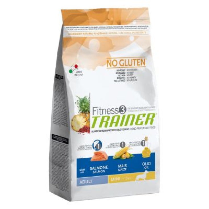 Trainer Fitness 3 Adult Mini Salmone Mais Olio Cibo Secco per Cani Senza Glutine 800g