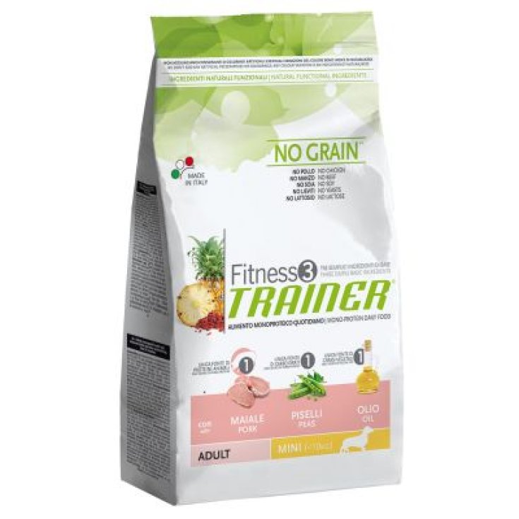 Trainer Fitness 3 Adult Mini Maiale Piselli Olio Cibo Secco per Cani Senza Glutine 150g
