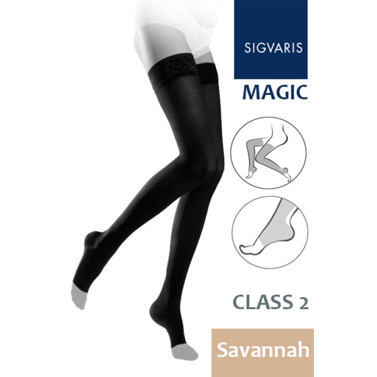 Sigvaris Magic Class 2 Savanna Autoreggente Taglia Xl Colore Nero A Punta Aperta