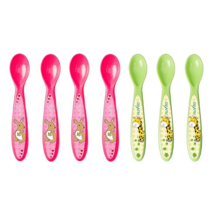 Nuvita Set 7 Cucchiai Colore Rosa E Verde