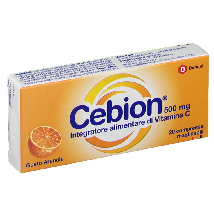 Domp&eacute; Cebion 500mg Vit C Senza Glutine 20 Compresse Masticabili Gusto Arancia