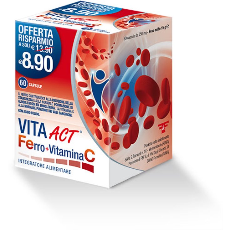 Vita Act Ferro+Vitamina C Integratore Alimentare 60 Compresse